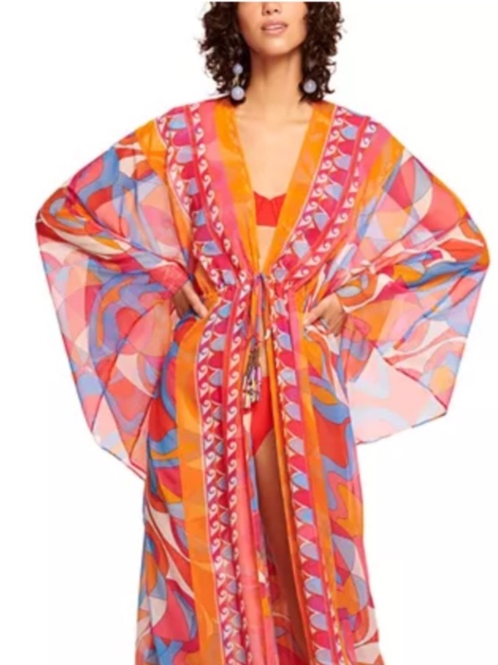 RAMY BROOK Phebe Bright Colorful Chiffon Kaftan Swim Cover